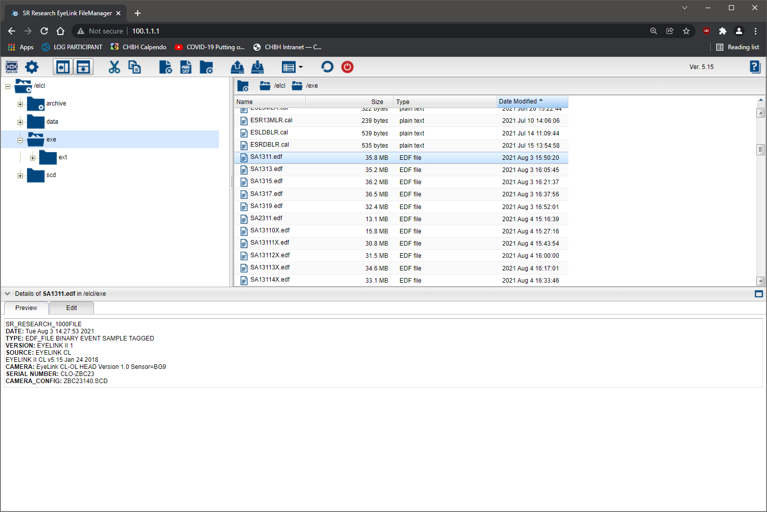 Browser Linked to EyeLink Host PC